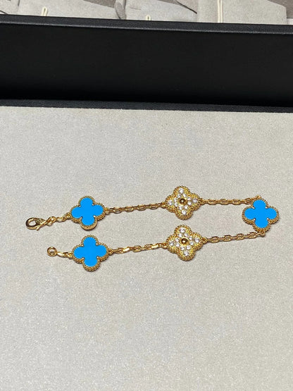 [Aura Jewels]New CLOVER 5 MOTIF BLUE AGATE BRACELET COLLECTION
