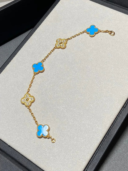[Aura Jewels]New CLOVER 5 MOTIF BLUE AGATE BRACELET COLLECTION