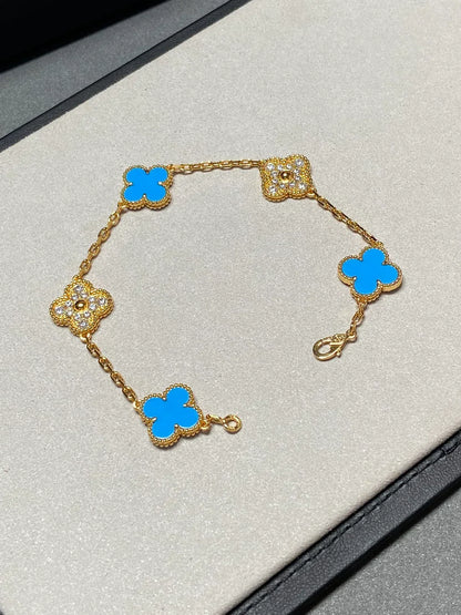 [Aura Jewels]New CLOVER 5 MOTIF BLUE AGATE BRACELET COLLECTION
