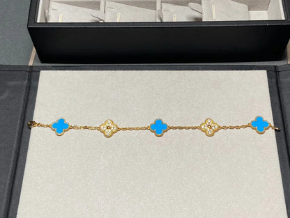 [Aura Jewels]New CLOVER 5 MOTIF BLUE AGATE BRACELET COLLECTION