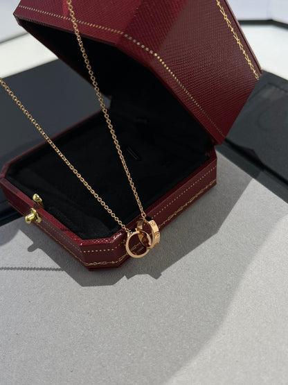 ¡®Aura Jewels¡¯LOVE NECKLACE DOUBLE RING PINK GOLD