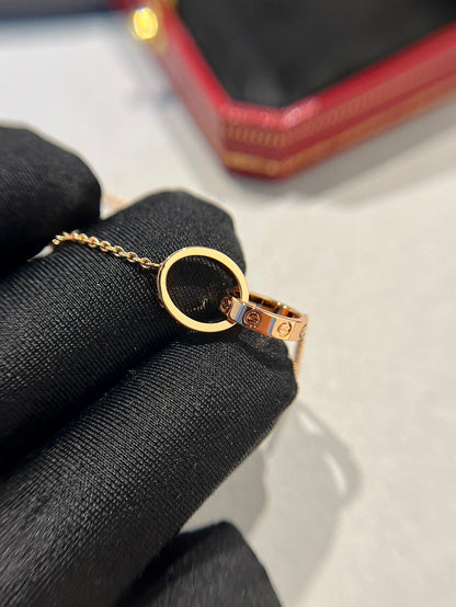 ¡®Aura Jewels¡¯LOVE NECKLACE DOUBLE RING PINK GOLD