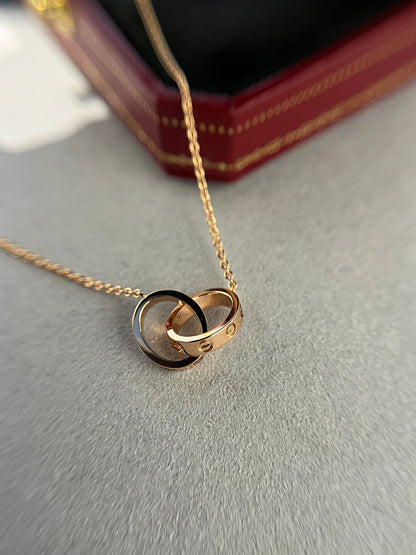 ¡®Aura Jewels¡¯LOVE NECKLACE DOUBLE RING PINK GOLD