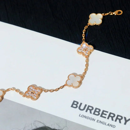 [Aura Jewels]New CLOVER WHITE PEARL MOP 5 MOTIF BRACELET COLLECTION