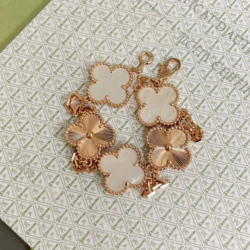 [Aura Jewels]New CLOVER WHITE PEARL MOP 5 MOTIF BRACELET COLLECTION