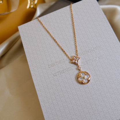 ¡®Aura Jewels¡¯STAR AND SUN WHITE MOP 2 MOTIF PINK GOLD NECKLACE