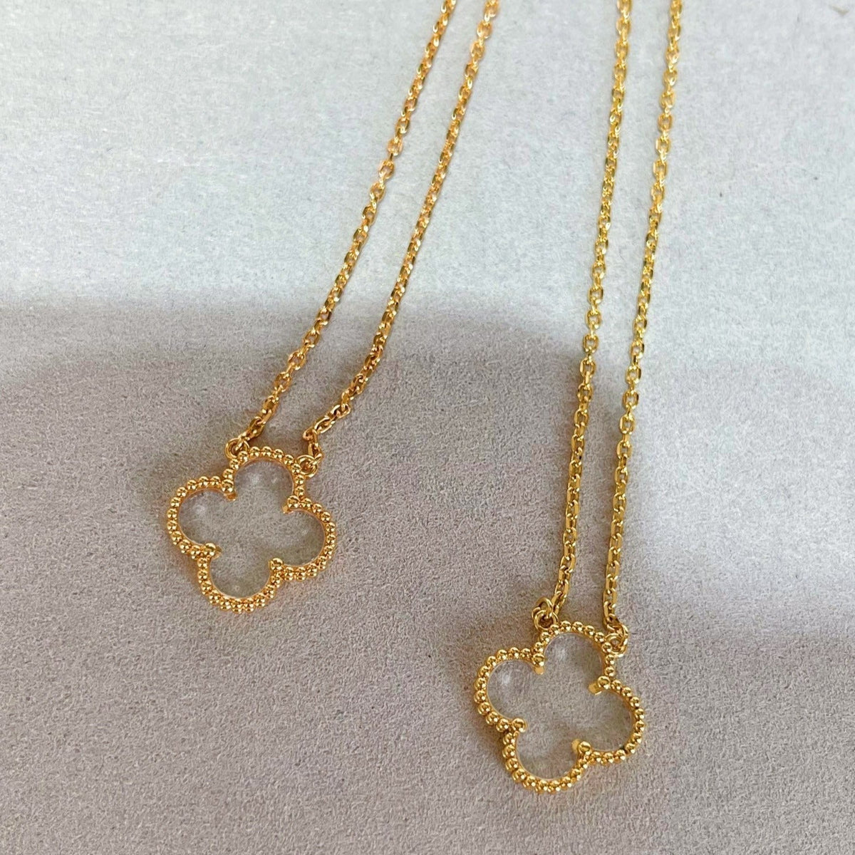 ¡®Aura Jewels¡¯CLOVER ROCK CRYSTAL ROSE GOLD NECKLACE