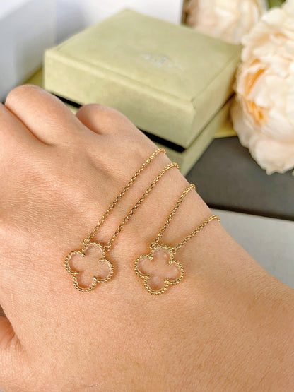 ¡®Aura Jewels¡¯CLOVER ROCK CRYSTAL ROSE GOLD NECKLACE