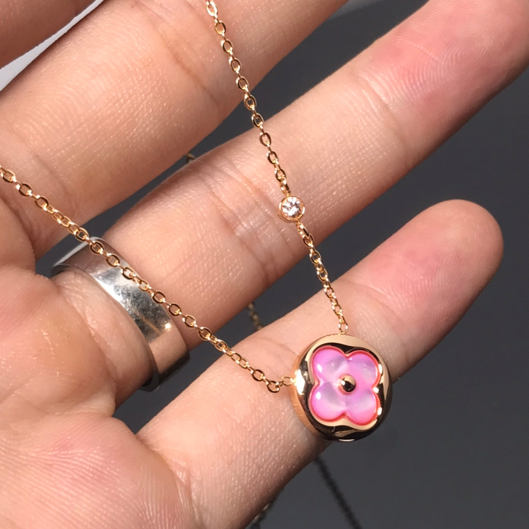 ¡®Aura Jewels¡¯COLOR BLOSSOM PINK MOP SUN GOLD NECKLACE
