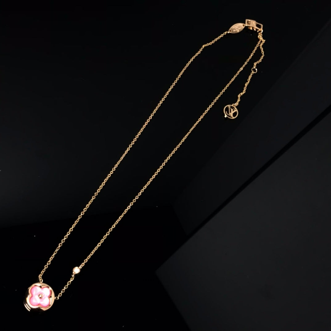 ¡®Aura Jewels¡¯COLOR BLOSSOM PINK MOP SUN GOLD NECKLACE