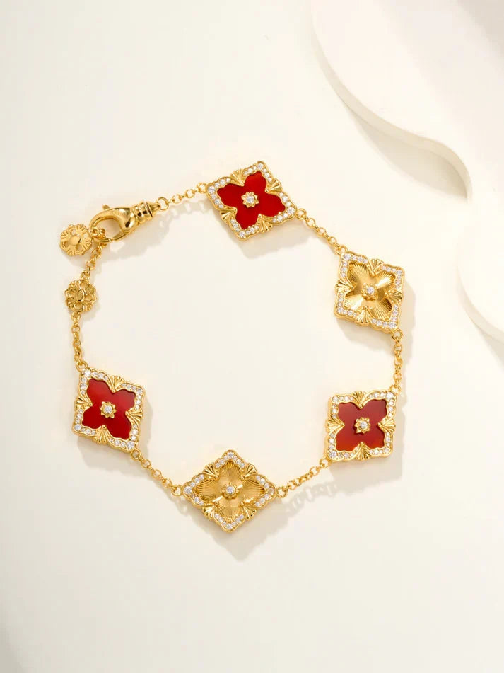 [Aura Jewels]B.C.L ENAMELED Five-Flower Bracelet£¨Various Colors) BIG SIZE