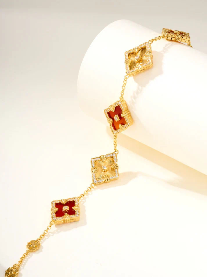 [Aura Jewels]B.C.L ENAMELED Five-Flower Bracelet£¨Various Colors) BIG SIZE