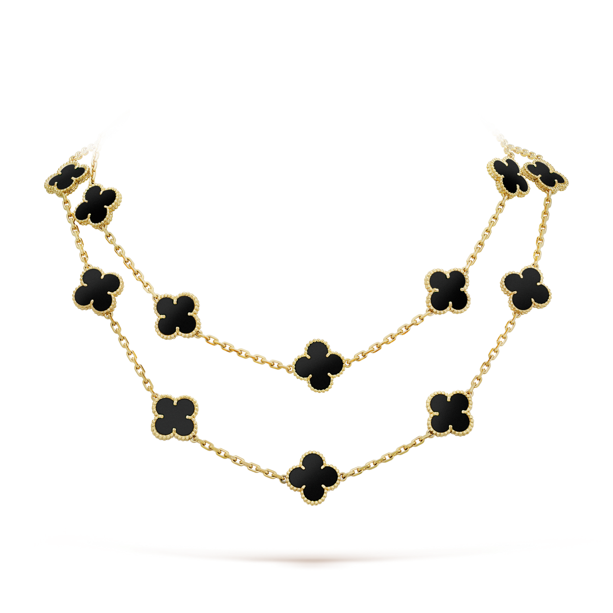¡®Aura Jewels¡¯CLOVER 20 MOTIFS ONYX NECKLACE