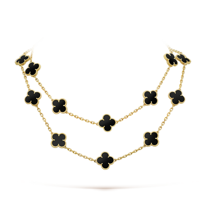 ¡®Aura Jewels¡¯CLOVER 20 MOTIFS ONYX NECKLACE
