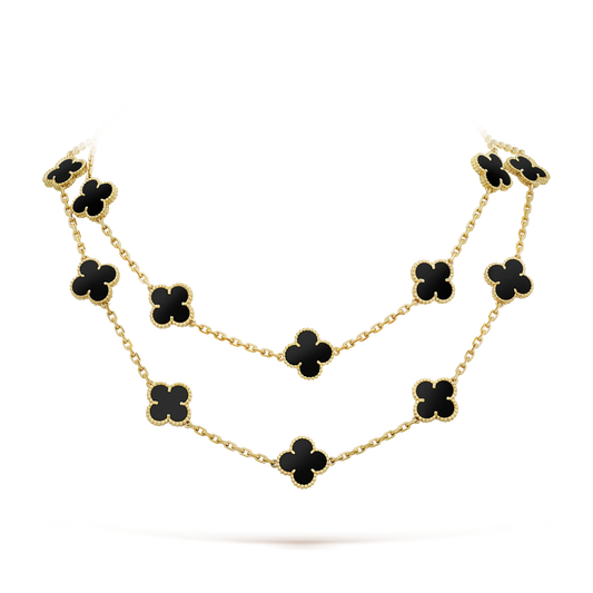 ¡®Aura Jewels¡¯CLOVER 20 MOTIFS ONYX NECKLACE