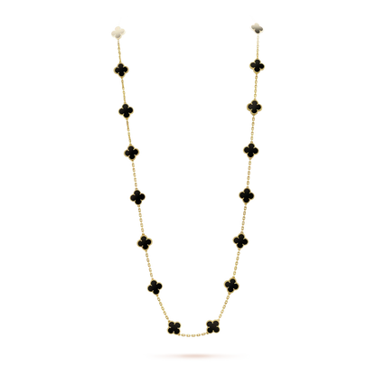 ¡®Aura Jewels¡¯CLOVER 20 MOTIFS ONYX NECKLACE