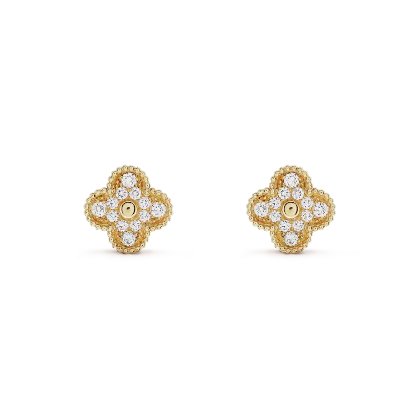 ¡®Aura Jewels¡¯CLOVER MEDIUM 1 MOTIFS FUll DIAMOND EARRINGS