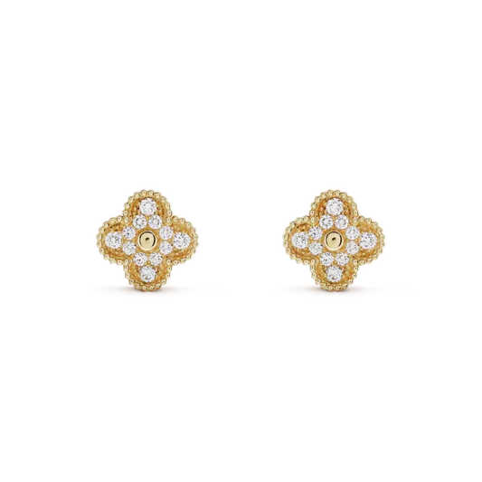 ¡®Aura Jewels¡¯CLOVER MEDIUM 1 MOTIFS FUll DIAMOND EARRINGS