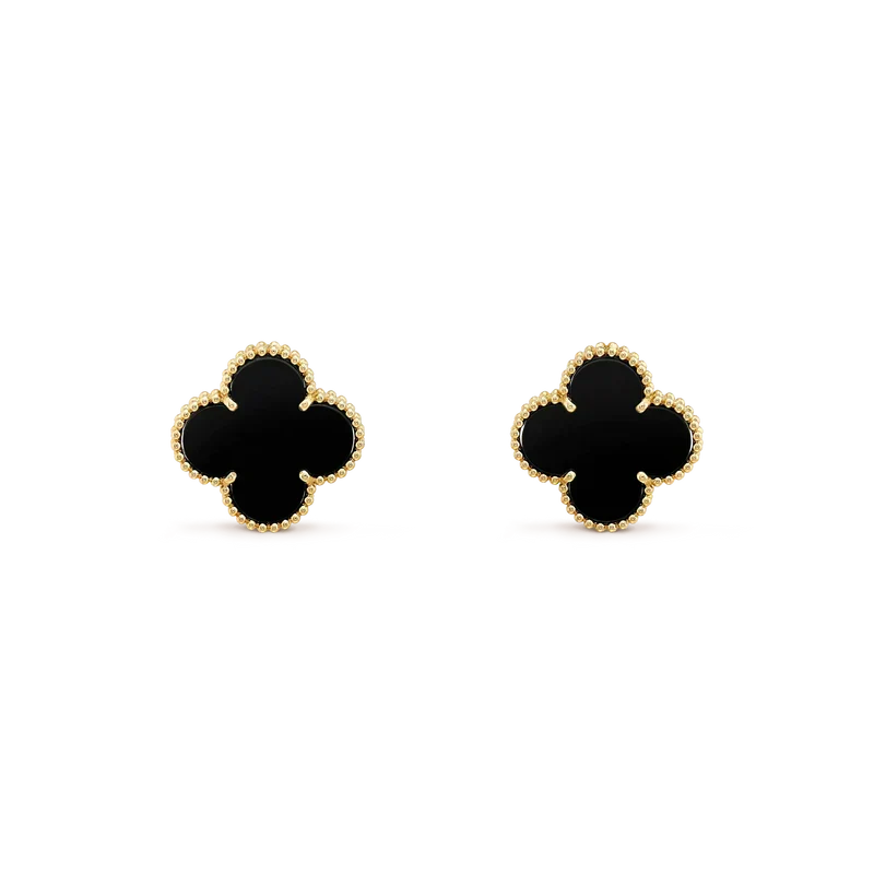 ¡®Aura Jewels¡¯CLOVER MEDIUM 1 MOTIFS  ONYX STUD EARRINGS