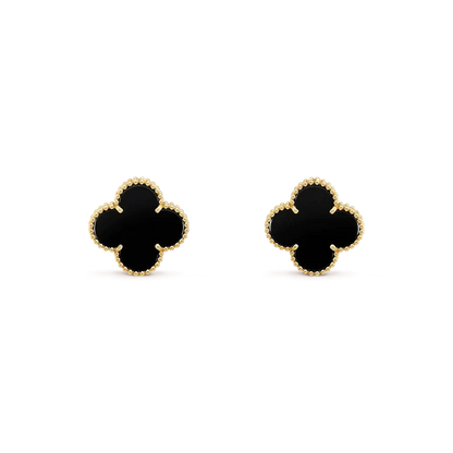 ¡®Aura Jewels¡¯CLOVER MEDIUM 1 MOTIFS  ONYX STUD EARRINGS