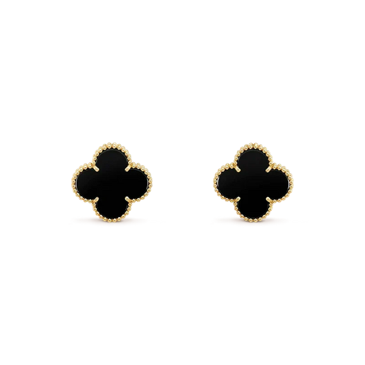 ¡®Aura Jewels¡¯CLOVER MEDIUM 1 MOTIFS  ONYX STUD EARRINGS