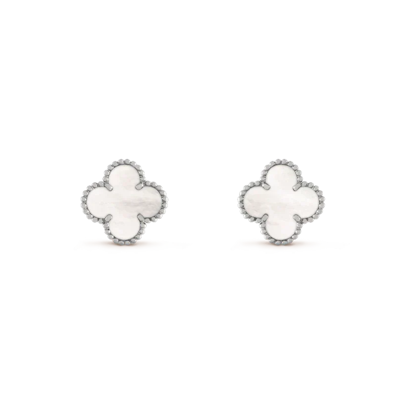 ¡®Aura Jewels¡¯CLOVER MEDIUM 1 MOTIFS  WHITE MOP EARRINGS SILVER