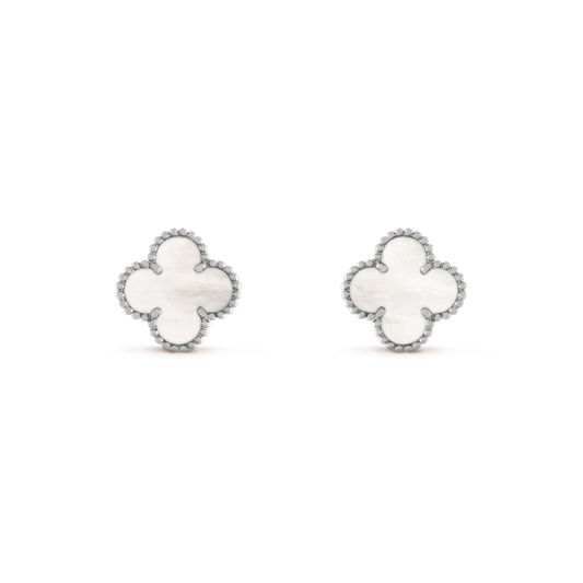 ¡®Aura Jewels¡¯CLOVER MEDIUM 1 MOTIFS  WHITE MOP EARRINGS SILVER