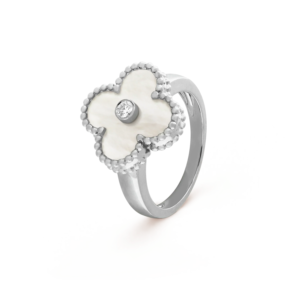 ¡®Aura Jewels¡¯CLOVER SILVER MOP DIAMOND RING