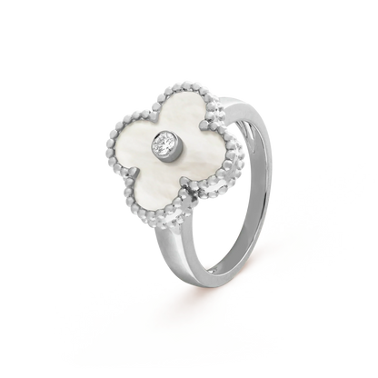 ¡®Aura Jewels¡¯CLOVER SILVER MOP DIAMOND RING
