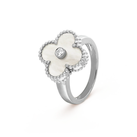 ¡®Aura Jewels¡¯CLOVER SILVER MOP DIAMOND RING