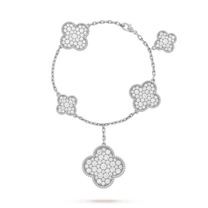 ¡®Aura Jewels¡¯CLOVER 6 MOTIFS SILVER DIAMOND BRACELET