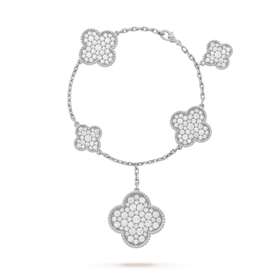 ¡®Aura Jewels¡¯CLOVER 6 MOTIFS SILVER DIAMOND BRACELET