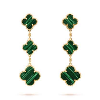 ¡®Aura Jewels¡¯CLOVER MALACHITE 3 MOTIFS GOLD