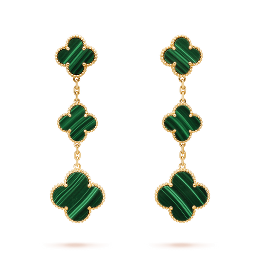 ¡®Aura Jewels¡¯CLOVER MALACHITE 3 MOTIFS GOLD