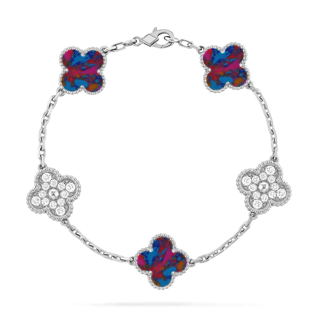 [Aura Jewels]New CLOVER 5 MOTIF COLOR GEMSTONES BRACELET COLLECTION