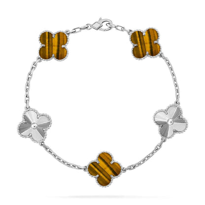 [Aura Jewels]New  CLOVER 5 MOTIFS TIGER EYE BRACELET COLLECTION