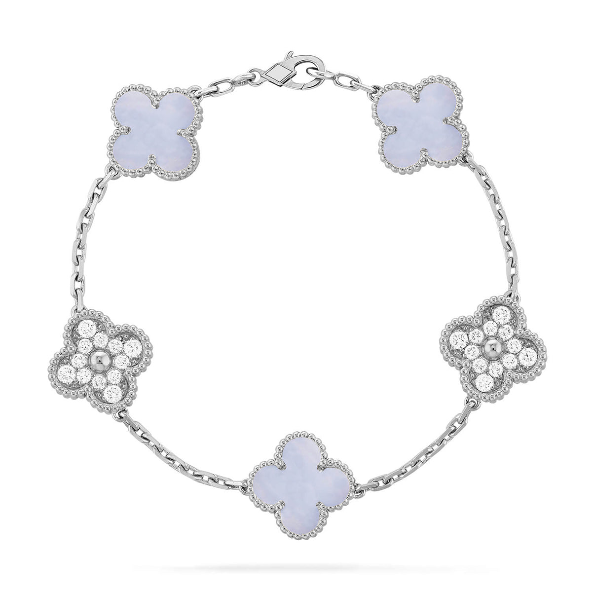 [Aura Jewels]New  CLOVER 5 MOTIF PURPLE CHALCEDONY BRACELET COLLECTION