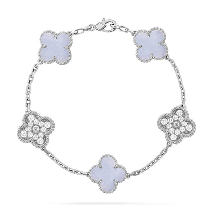 [Aura Jewels]New  CLOVER 5 MOTIF PURPLE CHALCEDONY BRACELET COLLECTION
