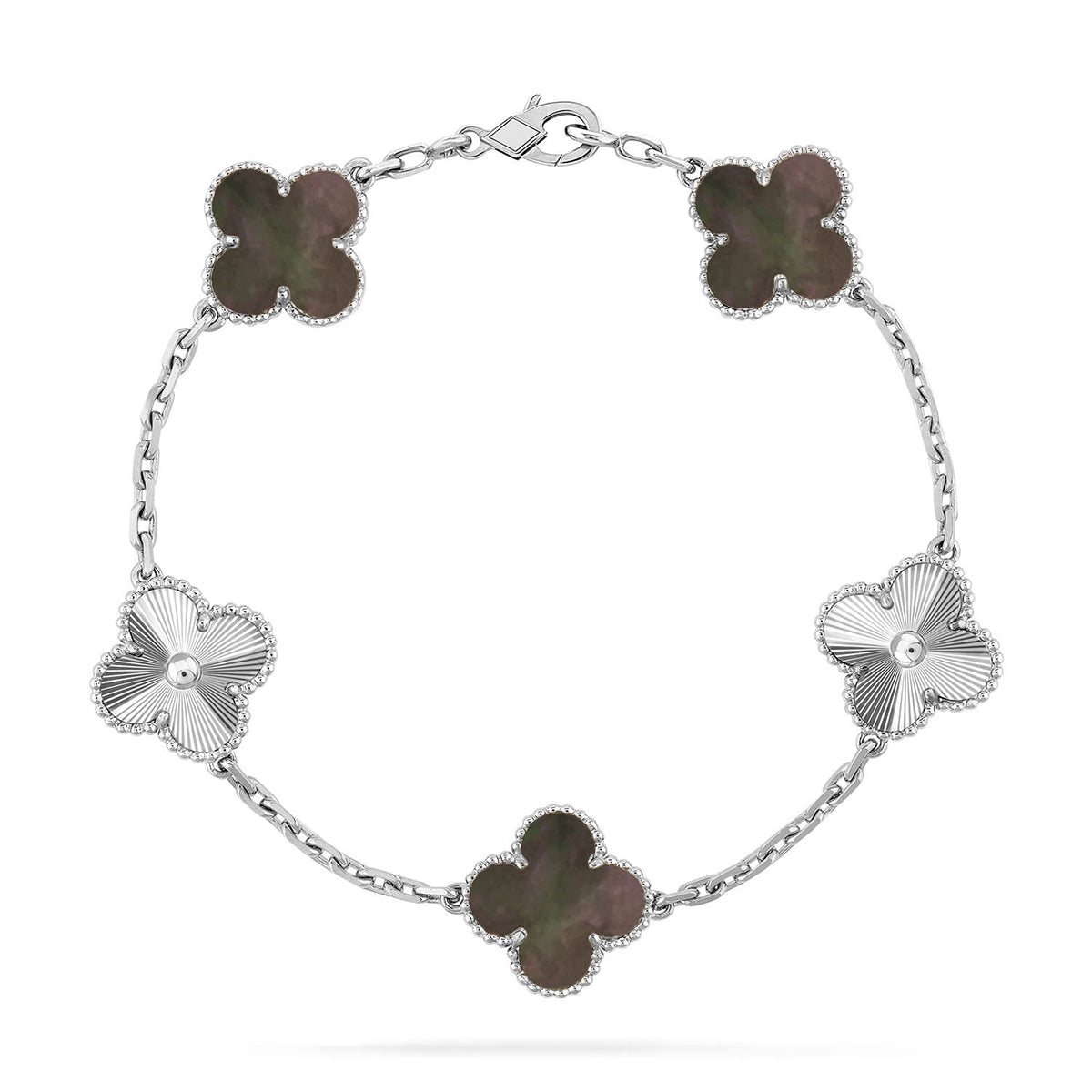 [Aura Jewels]New CLOVER 5 MOTIF GRAY MOP BRACELET COLLECTION
