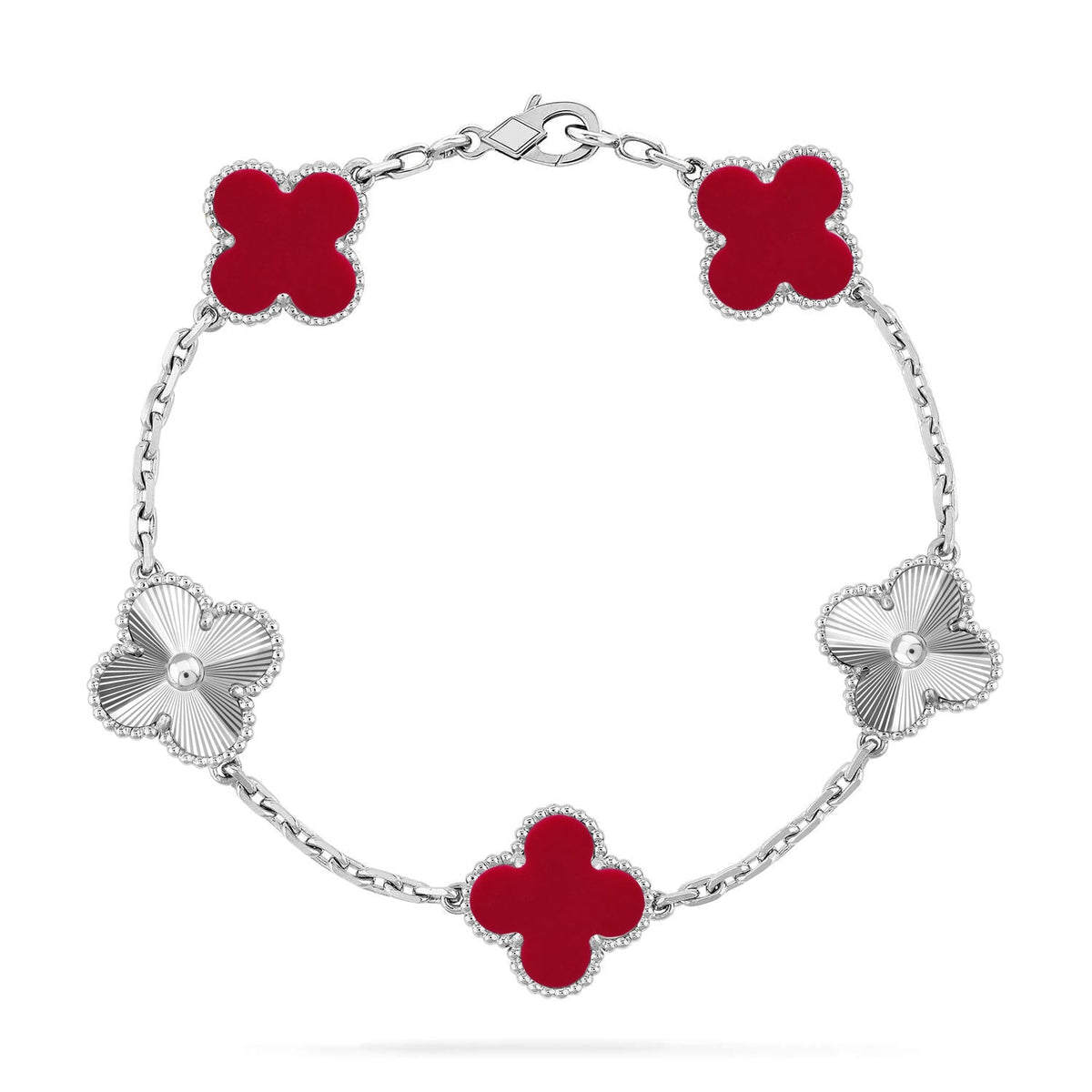 [Aura Jewels]New  CLOVER 5 MOTIF RED CORNELIAN BRACELET COLLECTION