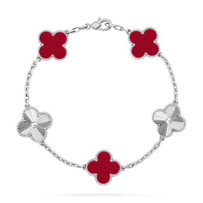 [Aura Jewels]New  CLOVER 5 MOTIF RED CORNELIAN BRACELET COLLECTION