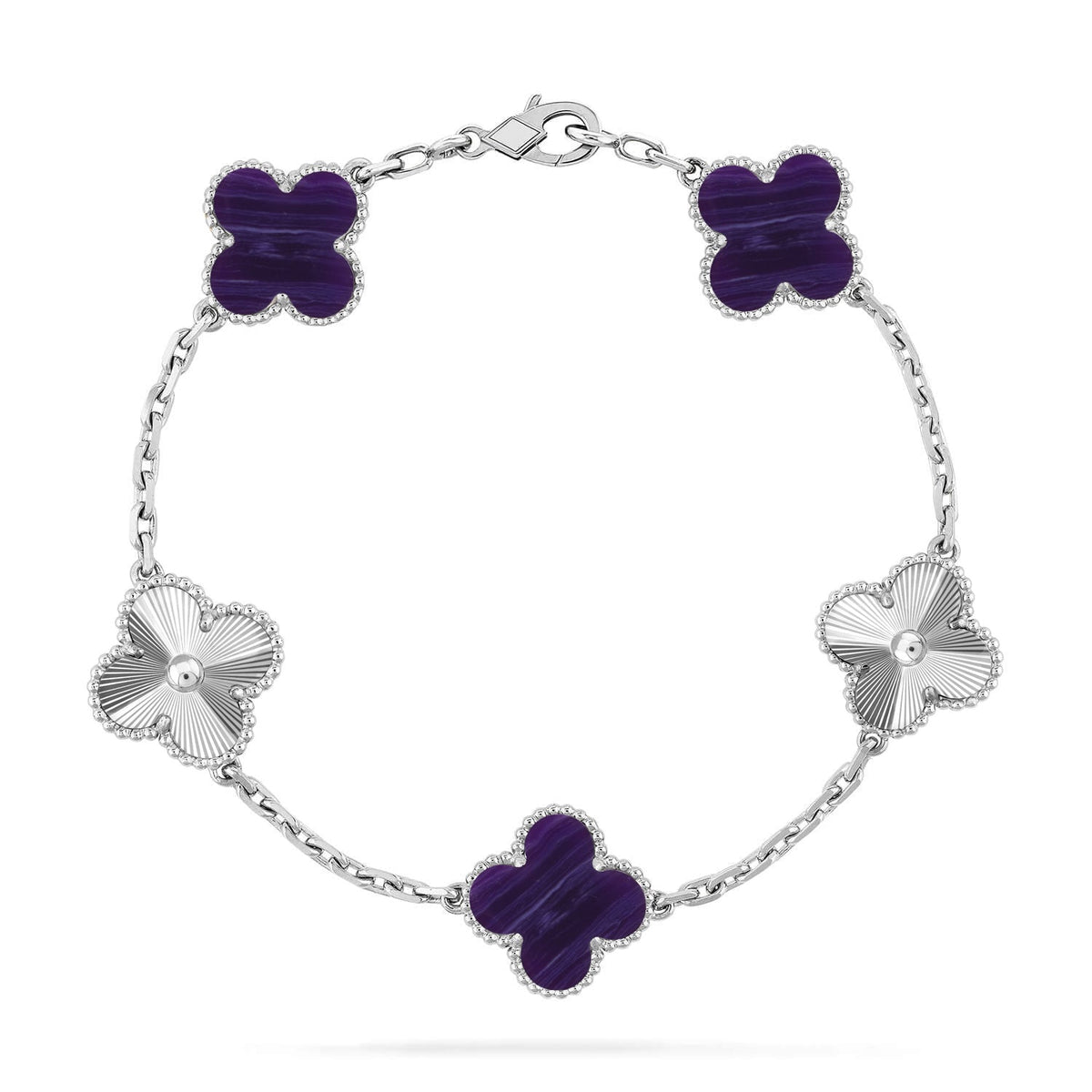 [Aura Jewels]New CLOVER 5 MOTIF PURPLE STRIPES BRACELET COLLECTION