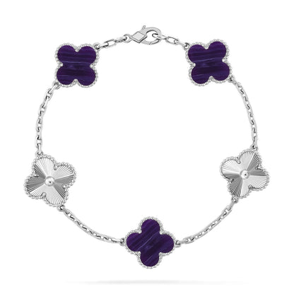 [Aura Jewels]New CLOVER 5 MOTIF PURPLE STRIPES BRACELET COLLECTION