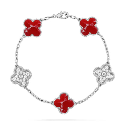 [Aura Jewels]New CLOVER 5 MOTIF RED PATTERN BRACELET COLLECTION