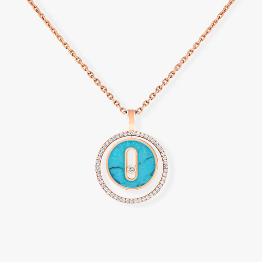 [Aura Jewels]LUCKY MOVE 1 DIAMOND TURQUOISE PINK GOLD DIAMOND NECKLACE