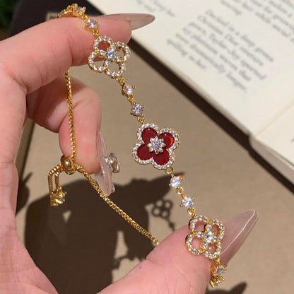 ¡®Aura Jewels¡¯CLOVER 5 MOTIF PINK BLUE RED WHITE BRACELET