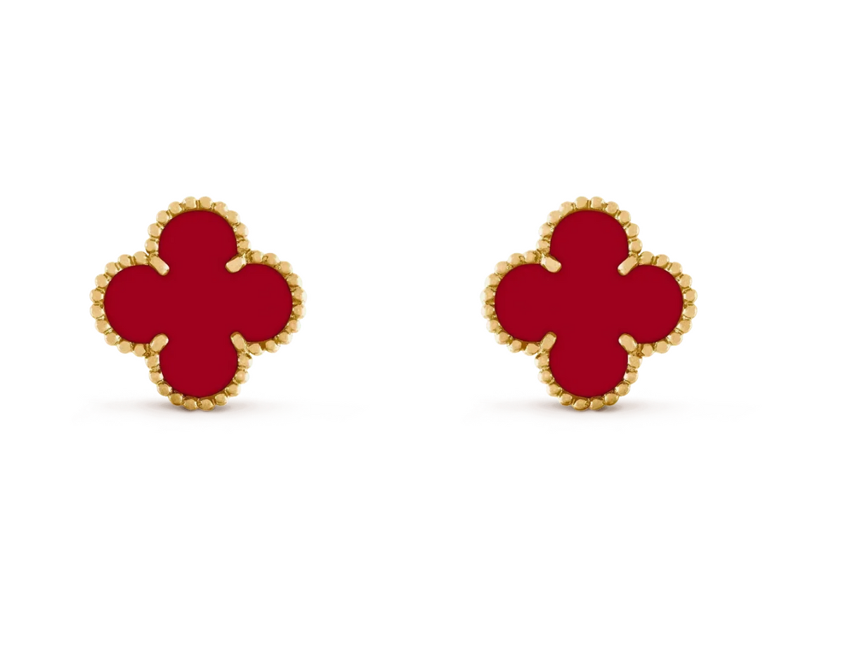 [Aura Jewels] CLOVER 20MM RED AGATE EARRINGS