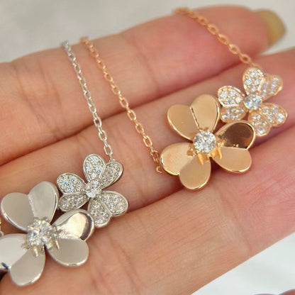 [Aura Jewels] Two Flowers & Clover Choker