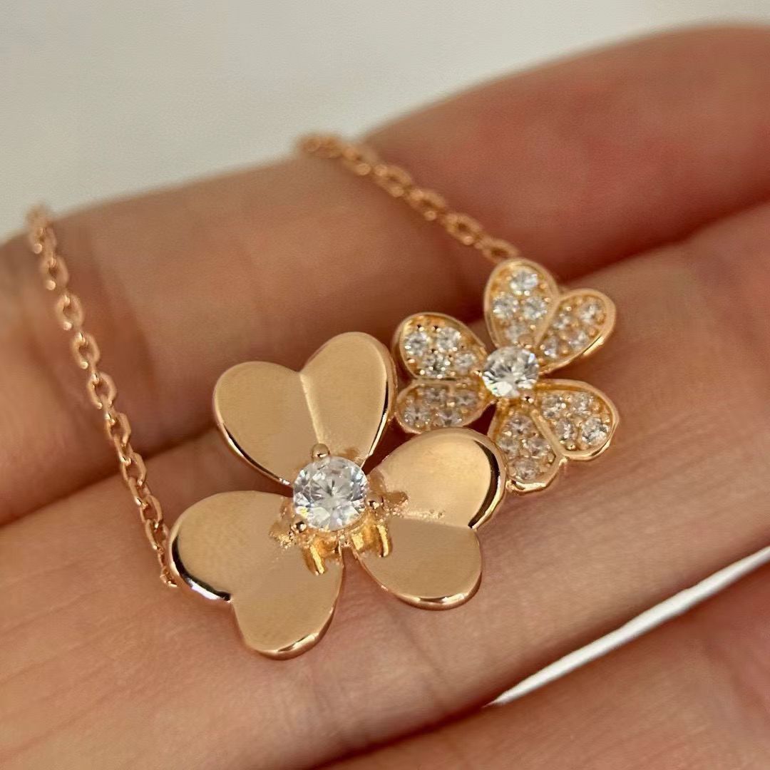 [Aura Jewels] Two Flowers & Clover Choker