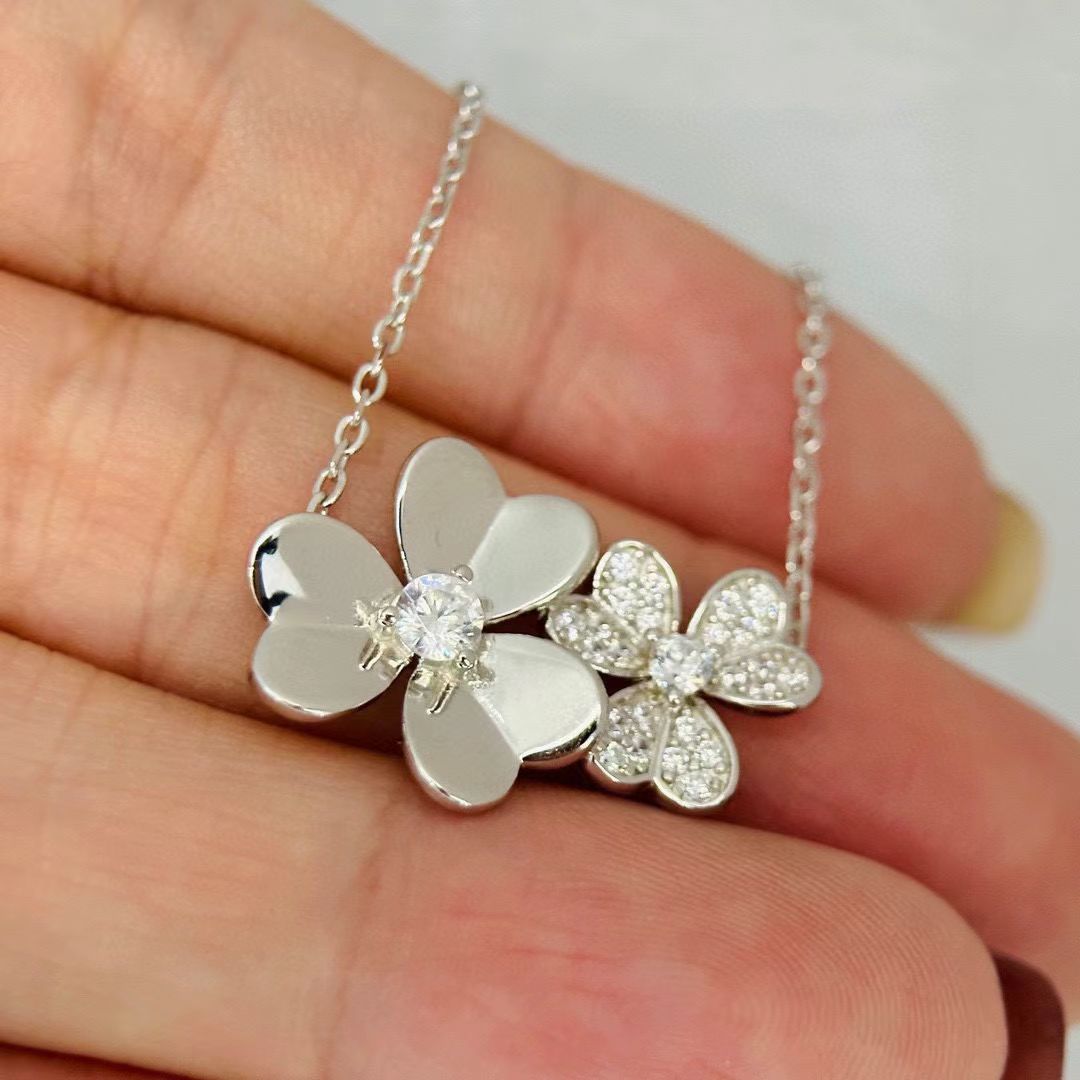[Aura Jewels] Two Flowers & Clover Choker